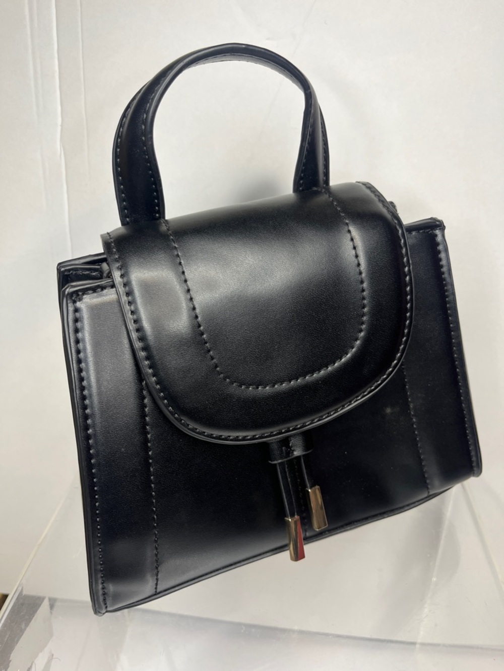 ZARA Classic Black Structured Top-Handle Bag
